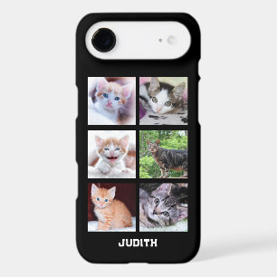 Personalized 6 Square Pet Photo Collage Black iPhone 17 Air Case