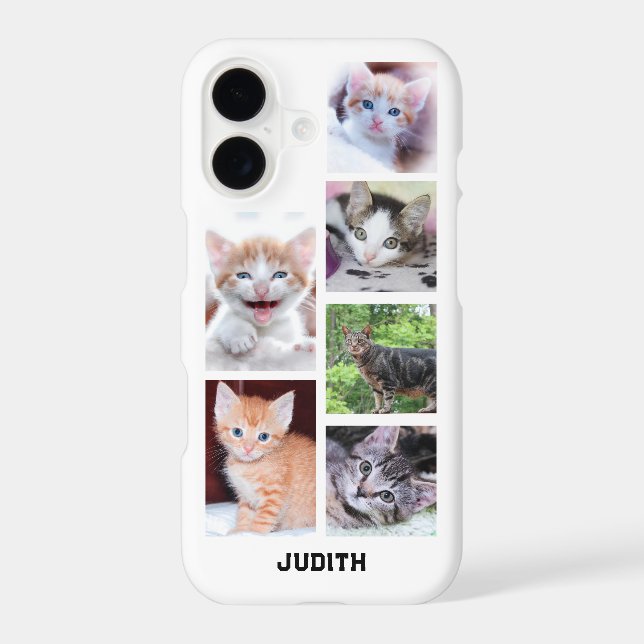 Personalized 6 Square Pet Photo Collage White Case-Mate iPhone Case (Back)