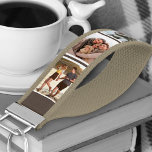 Personalized 6 Vertical Photo Collage Brown Stripe Wrist Keychain<br><div class="desc">Create a unique gift with your own photo collage on this useful brown and white wrist keychain. The design features your favorite photos positioned vertically on a brown and white stripe background. The template is set up ready for you to add up to 6 different images in a photo strip...</div>