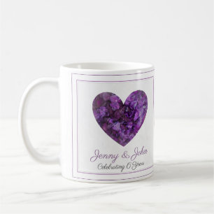 personalized 6th wedding anniversary purple heart coffee mug