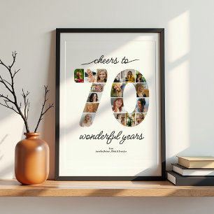Personalized 70 Photo Collage Celebration Poster