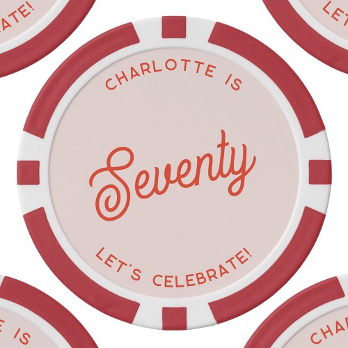 Personalized 70 Seventy Seventieth Birthday Poker Chips