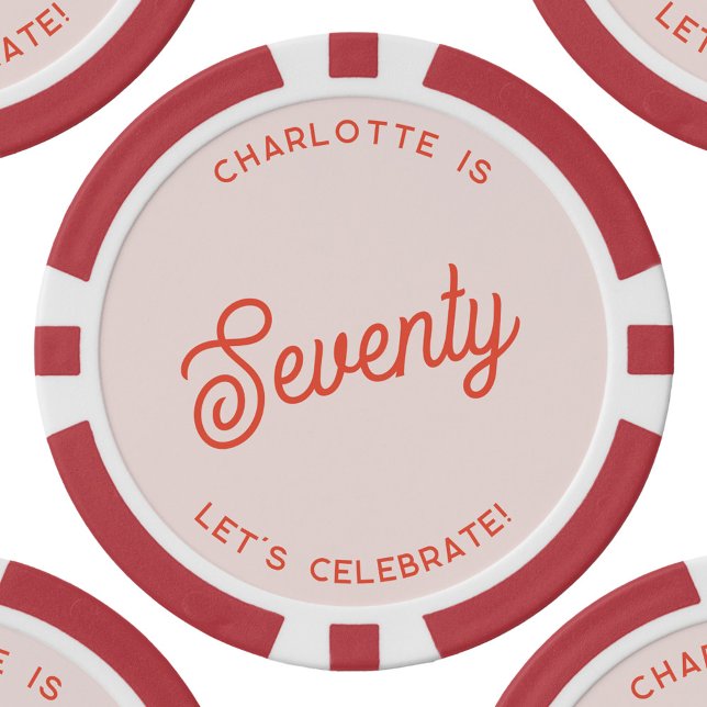 Personalized 70 Seventy Seventieth Birthday Poker Chips (Personalized name seventieth 70 birthday poker chips)