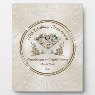 Personalized 70 Wedding Anniversary Gift Plaque