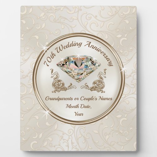 Personalized 70 Wedding Anniversary Gift Plaque