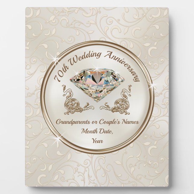 Personalized 70 Wedding Anniversary Gift Plaque (Front)