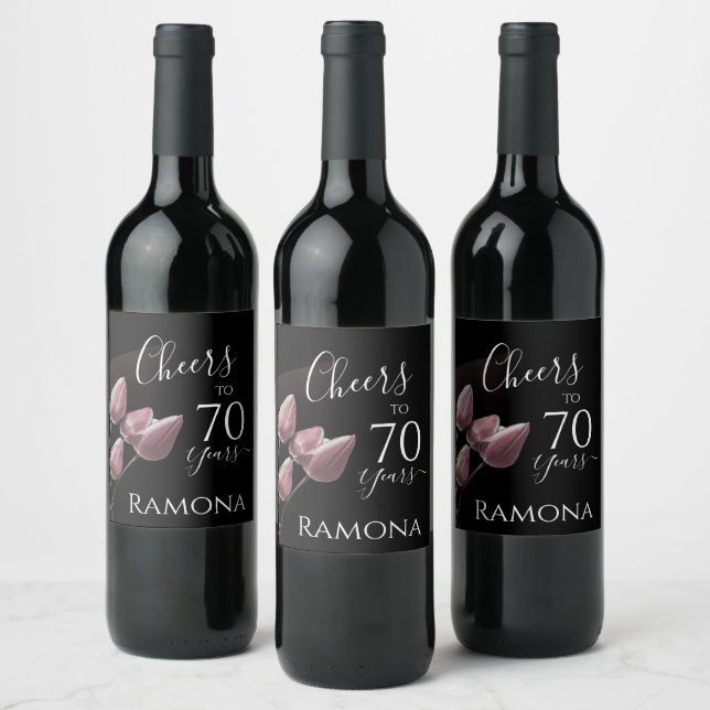 Personalized 70 Years Old Birthday Party Wine Label (Bottles)