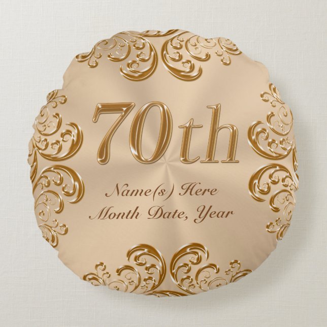 Personalized 70th Anniversary or Birthday Pillow (Front)