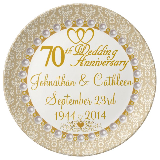 Personalized 70th Anniversary Porcelain Plate (Front)