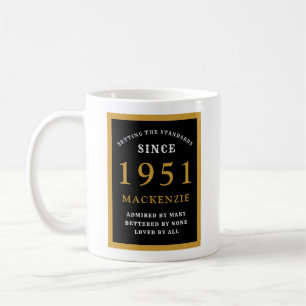 Personalized 70th Birthday 1951 Elegant Black Gold Coffee Mug