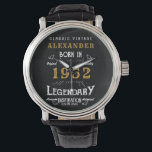 Personalized 70th Birthday 1952 Vintage Black Gold Watch<br><div class="desc">A personalized unique watch for that special birthday person. Add the name to this vintage retro style design for a custom birthday gift. Easily edit the name and year with the template provided. A wonderful custom birthday gift. More gifts and party supplies for that party celebration available with the "Legendary"...</div>