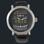 Personalized 70th Birthday 1952 Vintage Black Gold Watch<br><div class="desc">A personalized unique watch for that special birthday person. Add the name to this vintage retro style design for a custom birthday gift. Easily edit the name and year with the template provided. A wonderful custom birthday gift. More gifts and party supplies for that party celebration available with the "Legendary"...</div>
