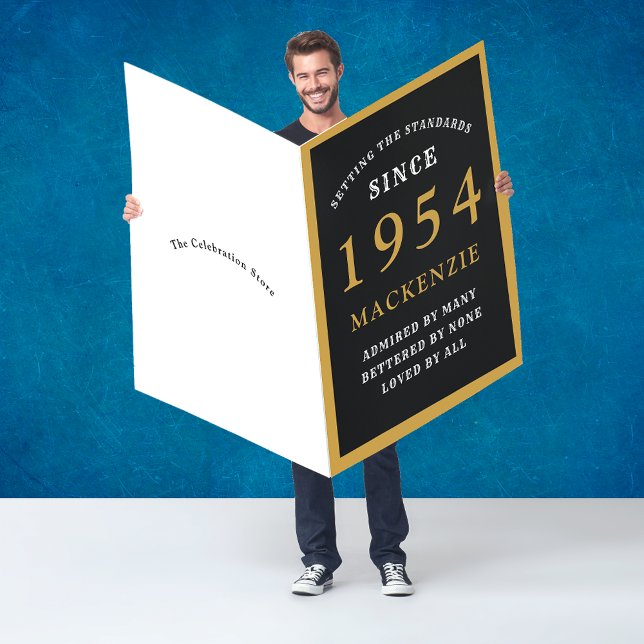 Personalized 70th Birthday 1954 Black Gold Huge Card (Our exceptional 70th Birthday 1954 Black Gold Huge Card is a unique gift idea)