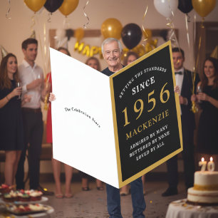Personalized 70th Birthday 1956 Black Gold Huge Card