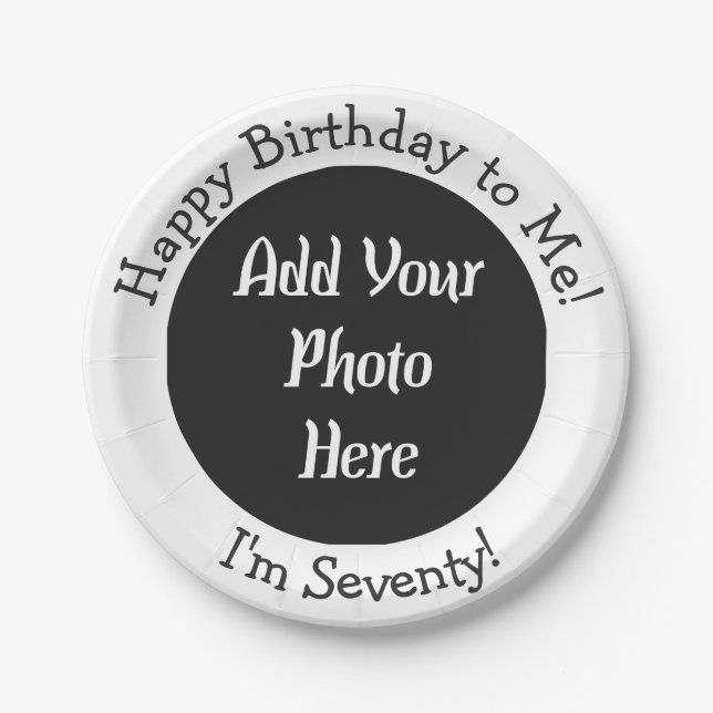 Personalized 70th Birthday Add Photo Paper Plate (Front)