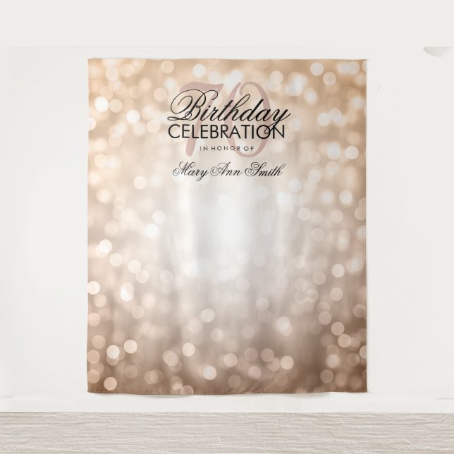 Personalized 70th Birthday Backdrop Rose Gold (Front)