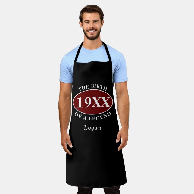 Personalized 70th Birthday Birth Of A Legend Black Apron (Worn)