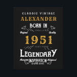 Personalized 70th Birthday Born 1951 Vintage Black Canvas Print<br><div class="desc">A personalized classic wall canvas for that special birthday person born in 1951 and turning 70. Add the name to this vintage retro style black, white and gold design for a custom 70th birthday gift. Easily edit the name and year with the template provided. A wonderful custom black birthday gift....</div>