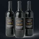 Personalized 70th Birthday Born 1955 Vintage Black Wine Label<br><div class="desc">A personalized classic wine bottle label design for that birthday celebration for somebody born in 1955 and turning 70. Add the name to this vintage retro style black, white and gold design for a custom 70th birthday gift. Easily edit the name and year with the template provided. A wonderful custom...</div>