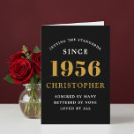 Personalized 70th Birthday Born 1956 Vintage Black Card<br><div class="desc">A personalized classic 70th birthday card for that celebration for somebody born in 1956 and turning 70. Add the name to this chic style black, white and gold design for a custom birthday gift. Easily edit the name and year with the template provided. A wonderful custom black birthday gift. More...</div>