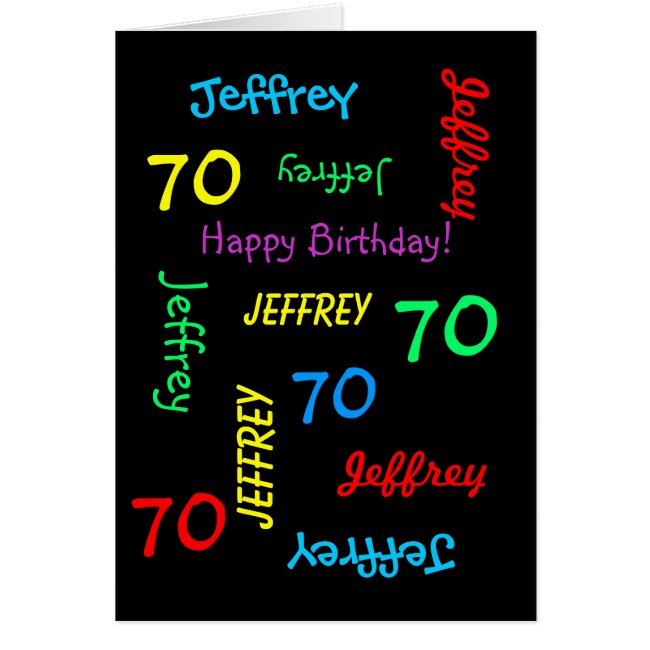 Personalized 70th Birthday Card Any Name, Black
