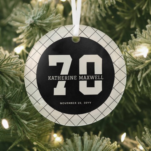 Personalized 70th Birthday Modern and Elegant   Glass Ornament