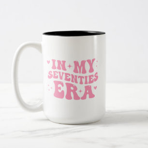 Personalized 70th Birthday Mug: In My Seventies Er Two-Tone Coffee Mug