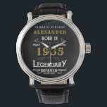 Personalized 70th Birthday Or Retirement Born 1955 Watch<br><div class="desc">A personalized unique watch for that special birthday person turning 70 or retirement gift. Add the name to this vintage retro style black, white and gold design for a custom gift. Easily edit the name and year with the template provided. A wonderful custom gift for a special occasion. More gifts...</div>