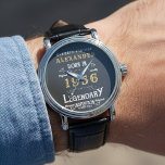 Personalized 70th Birthday Or Retirement Born 1956 Watch<br><div class="desc">A personalized unique watch for that special birthday person turning 70 or retirement gift. Add the name to this vintage retro style black, white and gold design for a custom gift. Easily edit the name and year with the template provided. A wonderful custom gift for a special occasion. More gifts...</div>