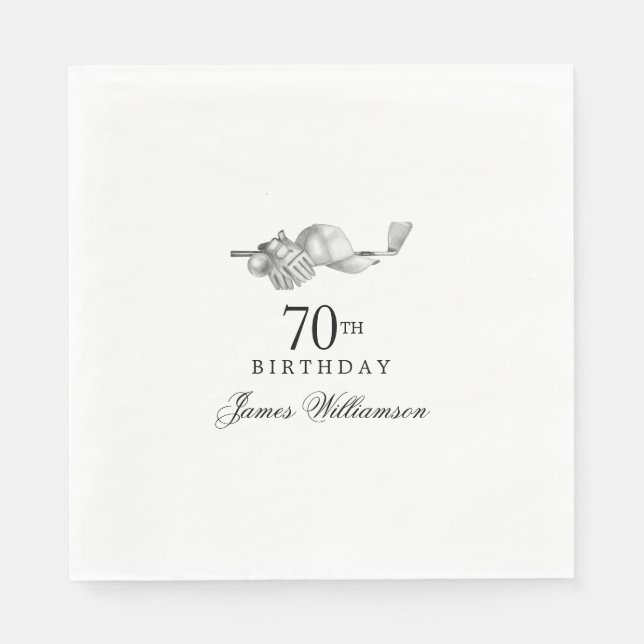 Personalized 70th Birthday Party Golf Theme Napkins (Front)