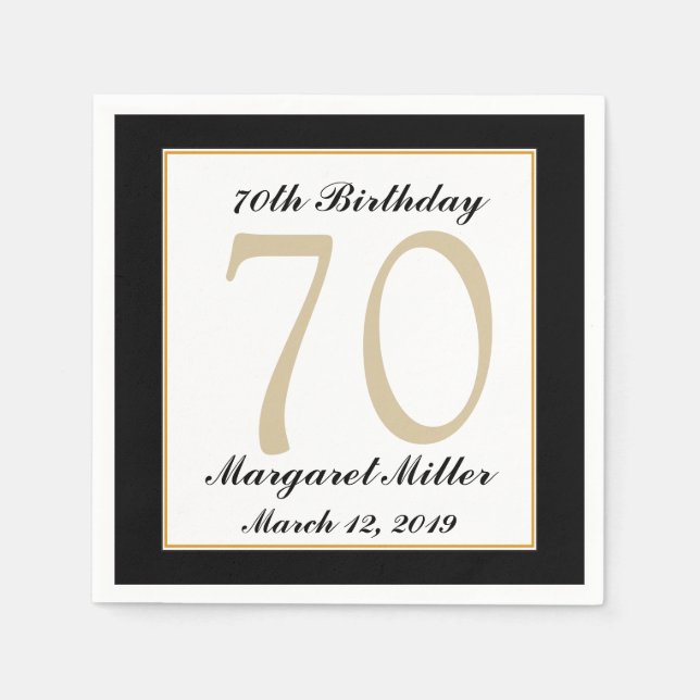 Personalized 70th Birthday Party Napkins (Front)