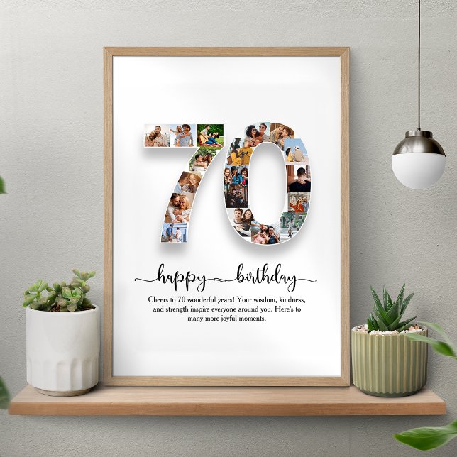 Personalized 70th Birthday Photo Collage Poster (Creator Uploaded)