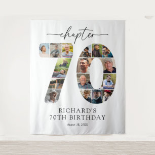 Personalized 70th Birthday Photo Memory Tapestry