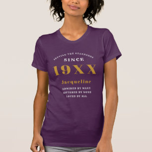 Personalized 70th Birthday Purple Gold For Her T-Shirt