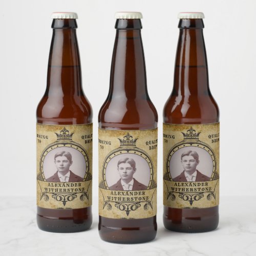 Personalized 70th Birthday Vintage Photo Template Beer Bottle Label