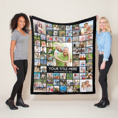 Personalized 71 Photo Collage Custom Color Fleece Blanket