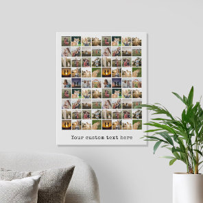 Personalized 72 Photo Collage Faux Canvas Print