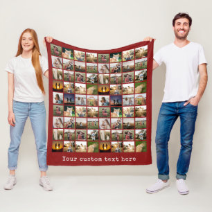 Personalized 72 Photo Collage Fleece Blanket