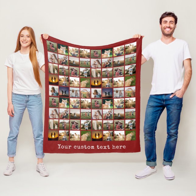 Personalized 72 Photo Collage Fleece Blanket (In Situ)