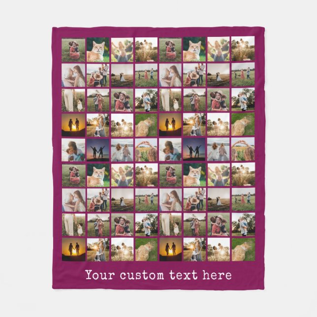 Personalized 72 Photo Collage Fleece Blanket (Front)