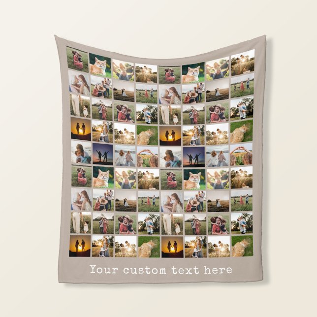 Personalized 72 Photo Collage Fleece Blanket (Creator Uploaded)