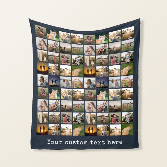 Personalized 72 Photo Collage Fleece Blanket (Creator Uploaded)