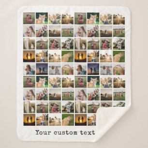 Personalized 72 Photo Collage Sherpa Blanket