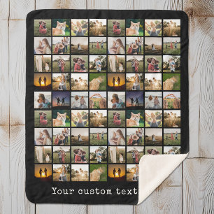 Personalized 72 Photo Collage Sherpa Blanket