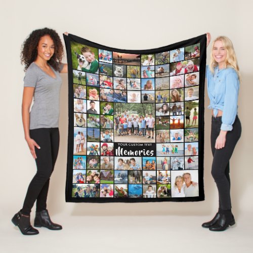 Personalized 74 Photo Collage Editable Color Fleec Fleece Blanket