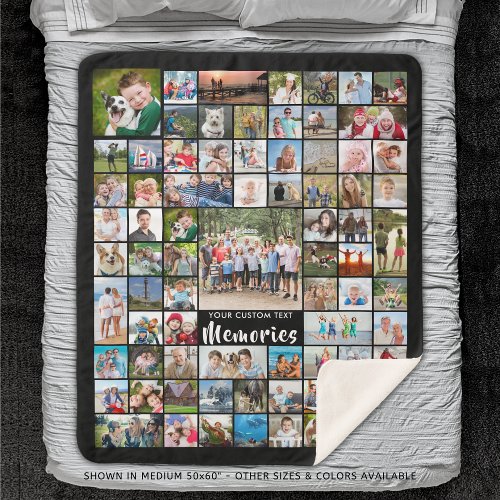 Personalized 74 Photo Collage Editable Color Sherpa Blanket