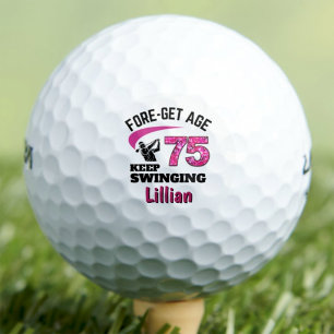 Personalized 75th Birthday Gift for Friend Pink Golf Balls