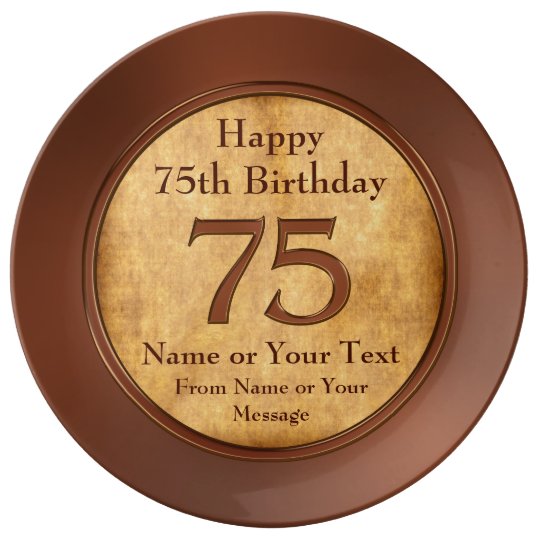 personalized 75th birthday gift ideas for a man dinner plate