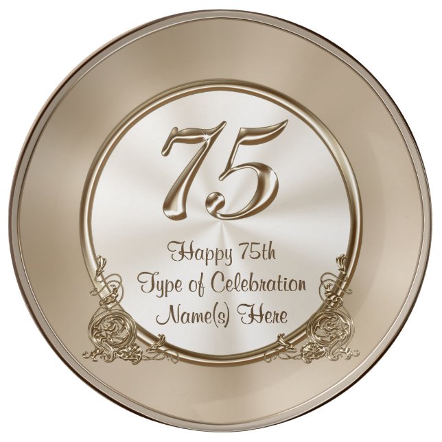 Personalized 75th Birthday Ideas for Mom or Wife Porcelain Plate (Front)