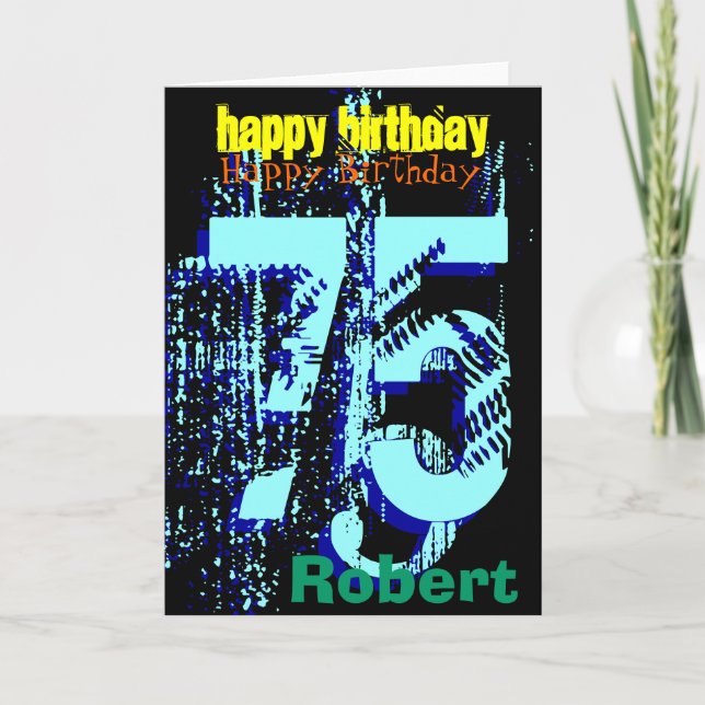 Personalized 75th Birthday Men Greeting Card (Front)